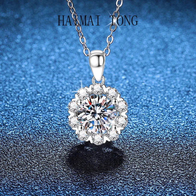 HAIMAITONG PT950 Platinum Cross-border Hot Sale, Necklace Female Romantic Snowflake Simple Versatile 2 Carat D Color Moissanite 1
