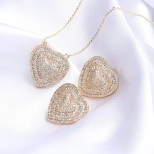 Classic AAA cubic zirconia Baguette Heart necklace Earring sets for Women Mariquesa geometric Necklace earring sets D12252 1
