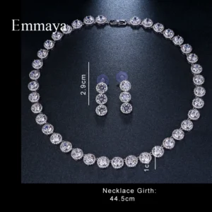 Emmaya Brand Gorgeous Round White Gold Color AAA Cubic Zircon Wedding Jewelry Sets For Lover Brides Popular Gift 1