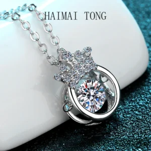 HAIMAITONG Necklace Women's moissanit Diamond Crown Smart Necklace PT950 platinum pendant clavicle chain 1