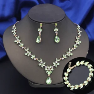 Exquisite 3 Pcs Fashion Jewelry Set for Women Bridal Wedding Bracelets Earrings and Necklace Sets Bride Costume Accessories 1