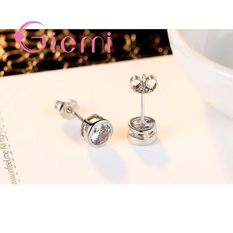 925 Silver CZ Four-Claw Stud Earrings - Image 4