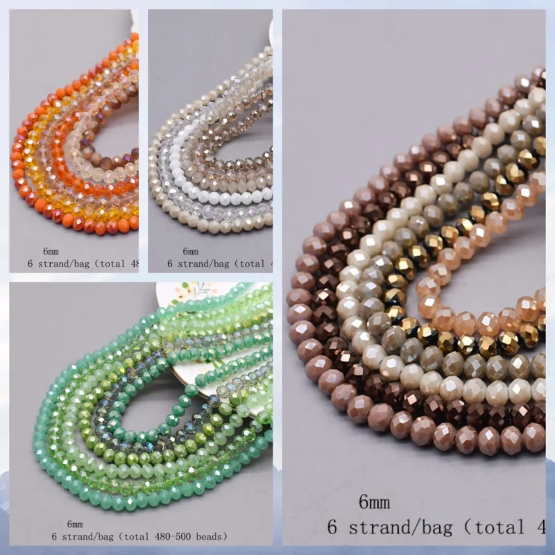 Plated Rondelle Glass Beads Set