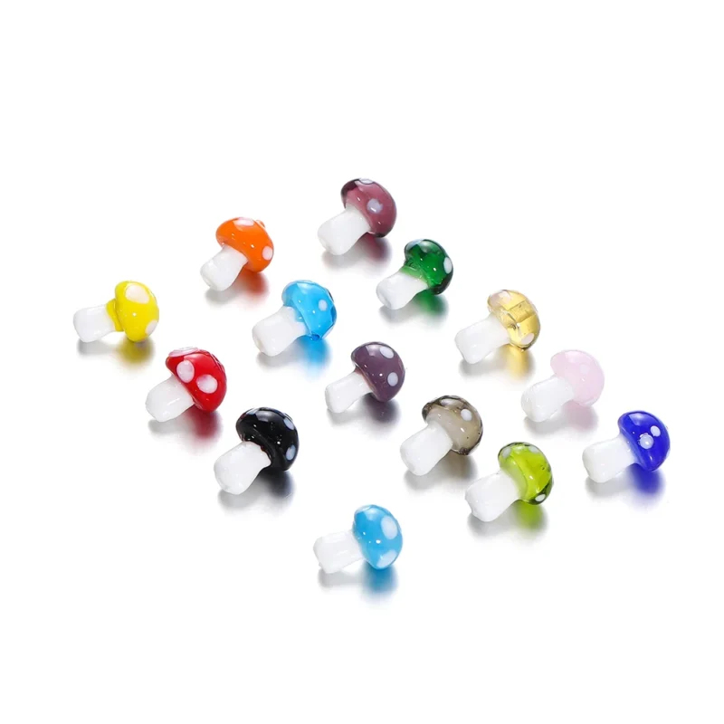 Colorful Glass Mushroom Spacer Beads Set