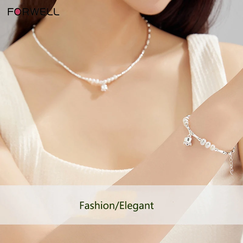 FORWELL Natural Freshwater Pearl Jewelry Set Young Girls Elegant Gift - Image 4