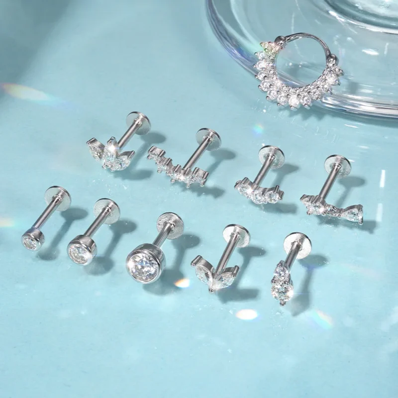 Moissanite Crown Nose Ring Ear Stud