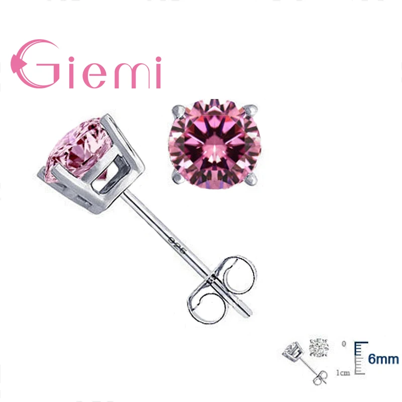 925 Silver CZ Four-Claw Stud Earrings - Image 2