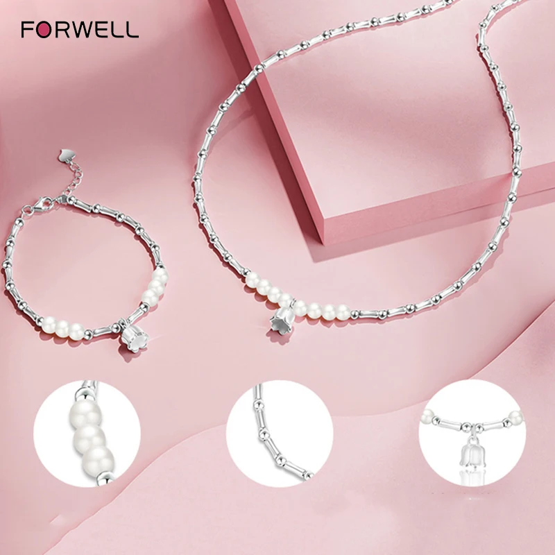 FORWELL Natural Freshwater Pearl Jewelry Set Young Girls Elegant Gift - Image 2