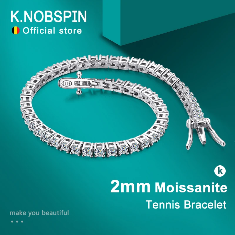 KNOBSPIN Moissanite Tennis Bracelet 925 Silver