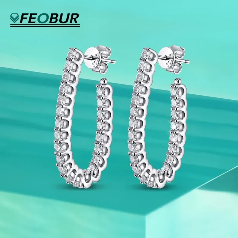 FEOBUR 1.8CT Moissanite Hoop Earrings