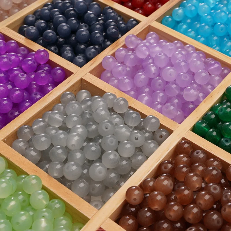 8mm Glass Imitation Jade Beads