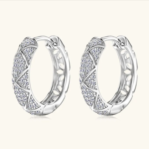 Anziw Pave Moissanite Hoop Earrings