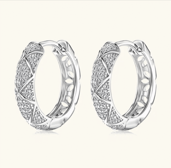 Anziw Pave Moissanite Hoop Earrings