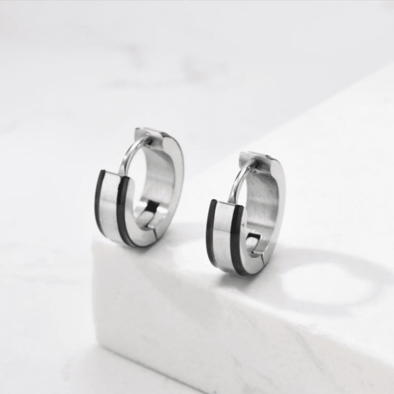 Men’s Stainless Steel Hoop Earrings – Simple Casual Jewelry
