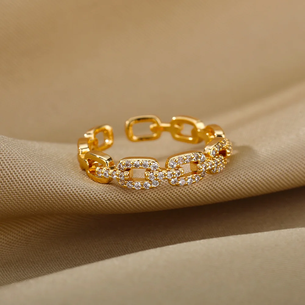 Zircon Twist Chain Couple Ring - Image 5