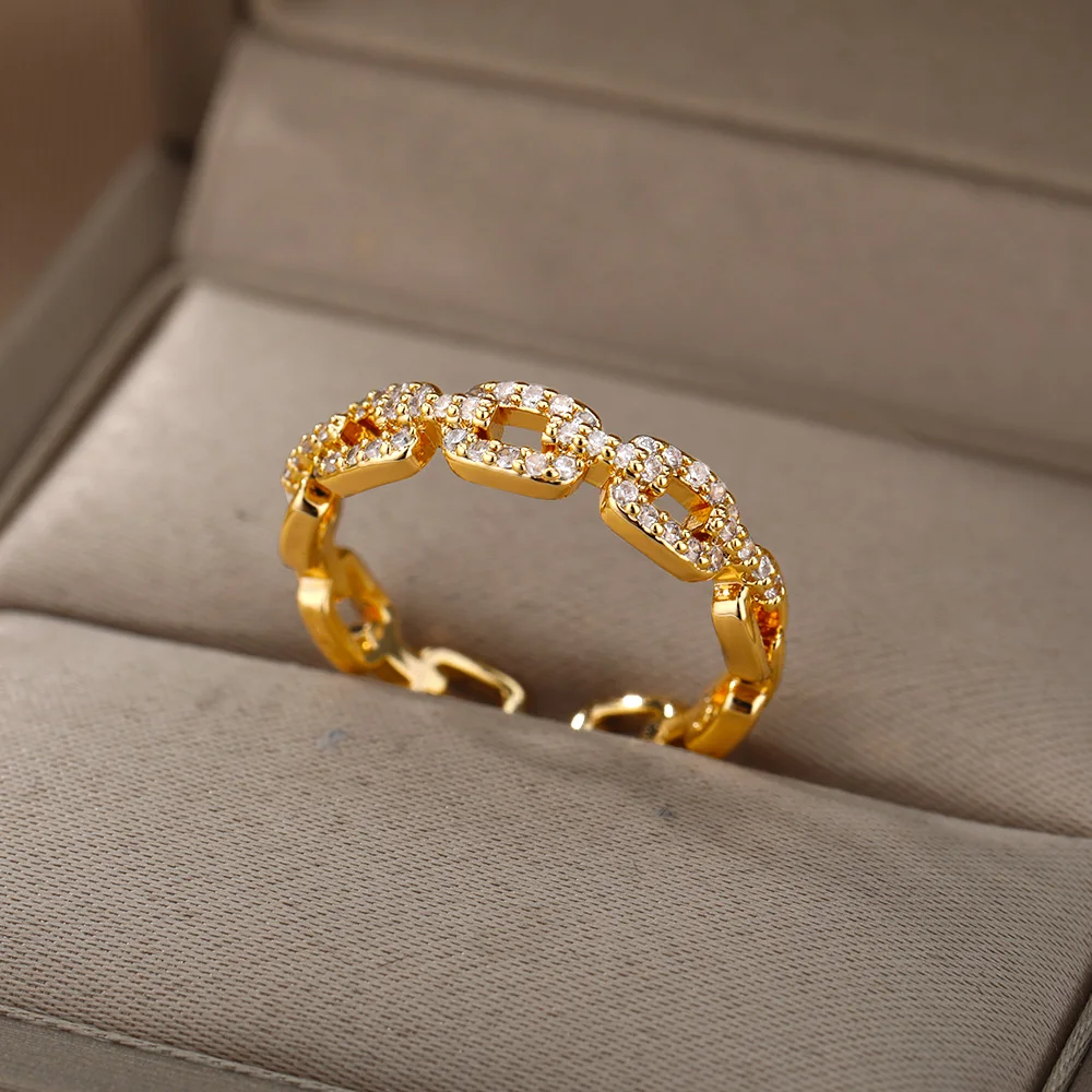 Zircon Twist Chain Couple Ring - Image 3