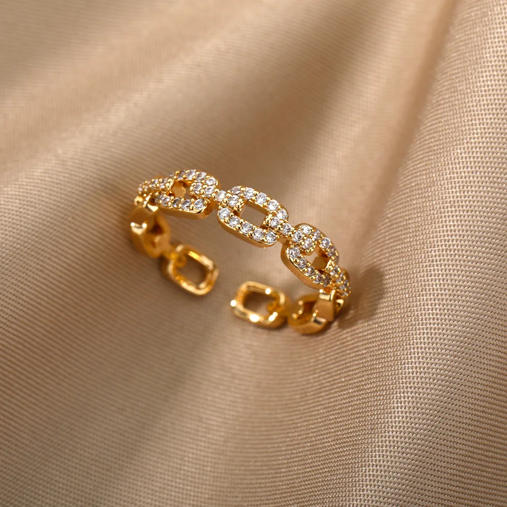 Zircon Twist Chain Couple Ring