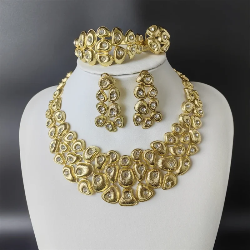 ESALE Luxury Dubai Gold Jewelry Set