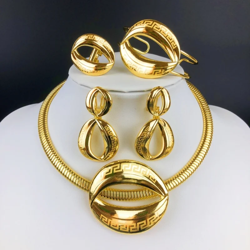 ESALE 18K Gold Pendant Jewelry Set