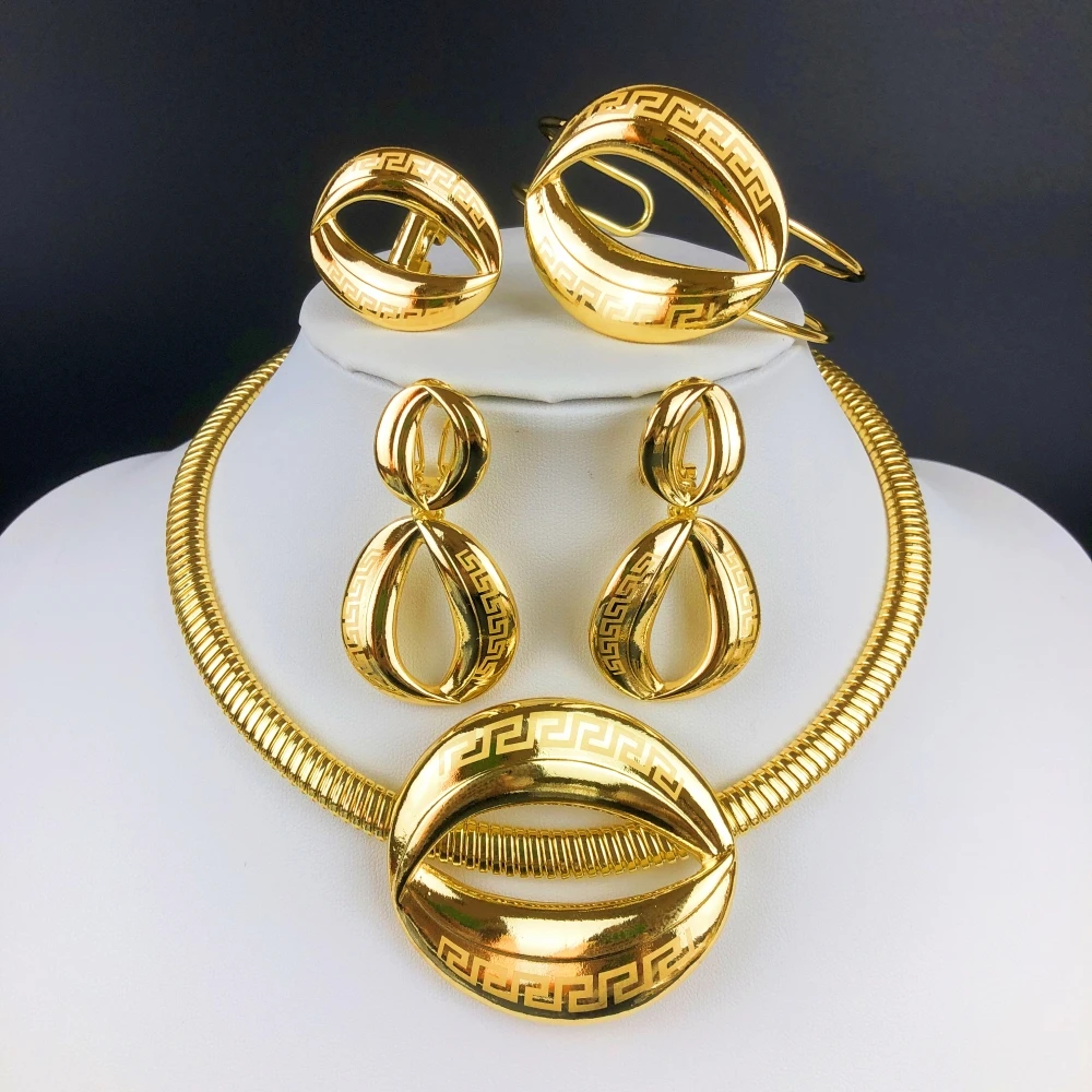 ESALE 18K Gold Pendant Jewelry Set