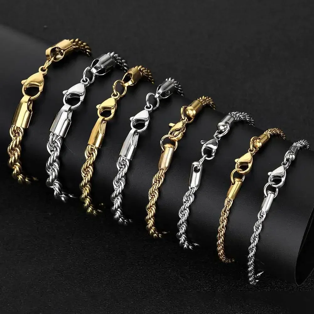 Gold Twisted Rope Chain Bracelet