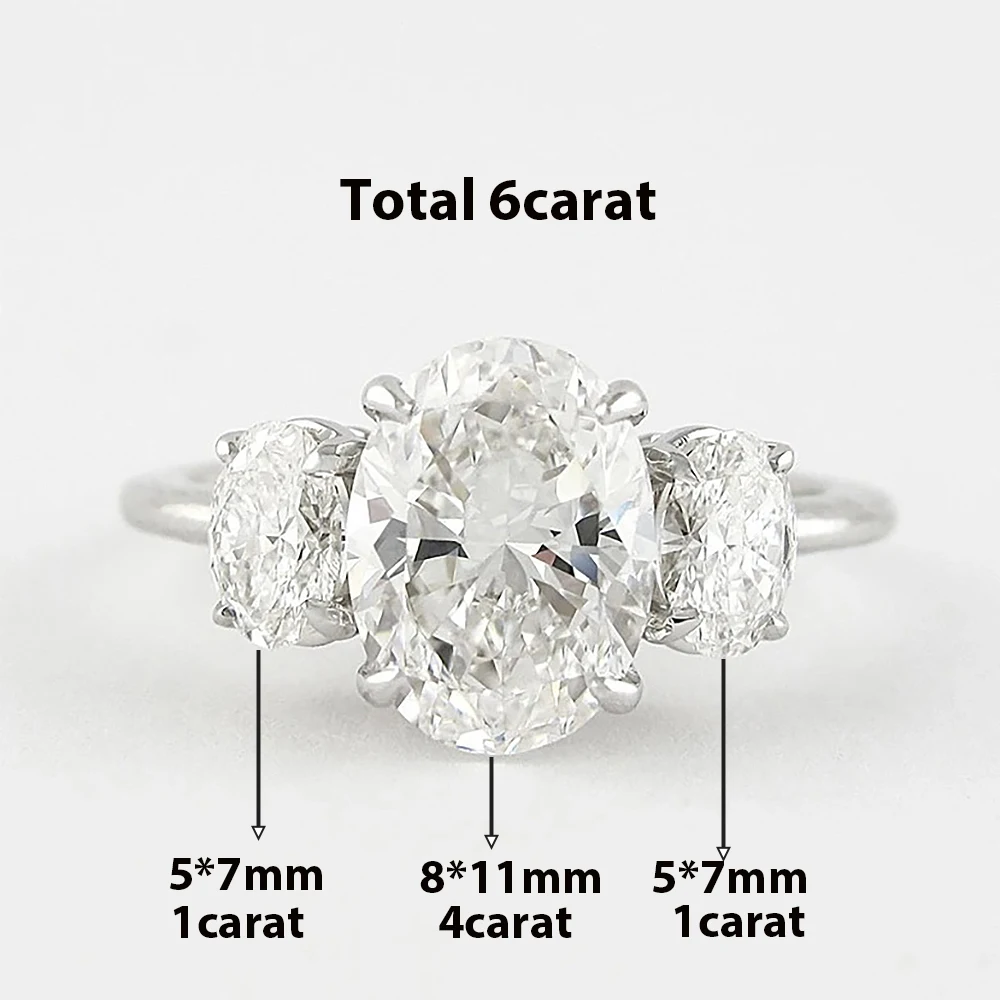 3CT Moissanite Engagement Ring – 925 Silver Oval Cut Certified - Image 2