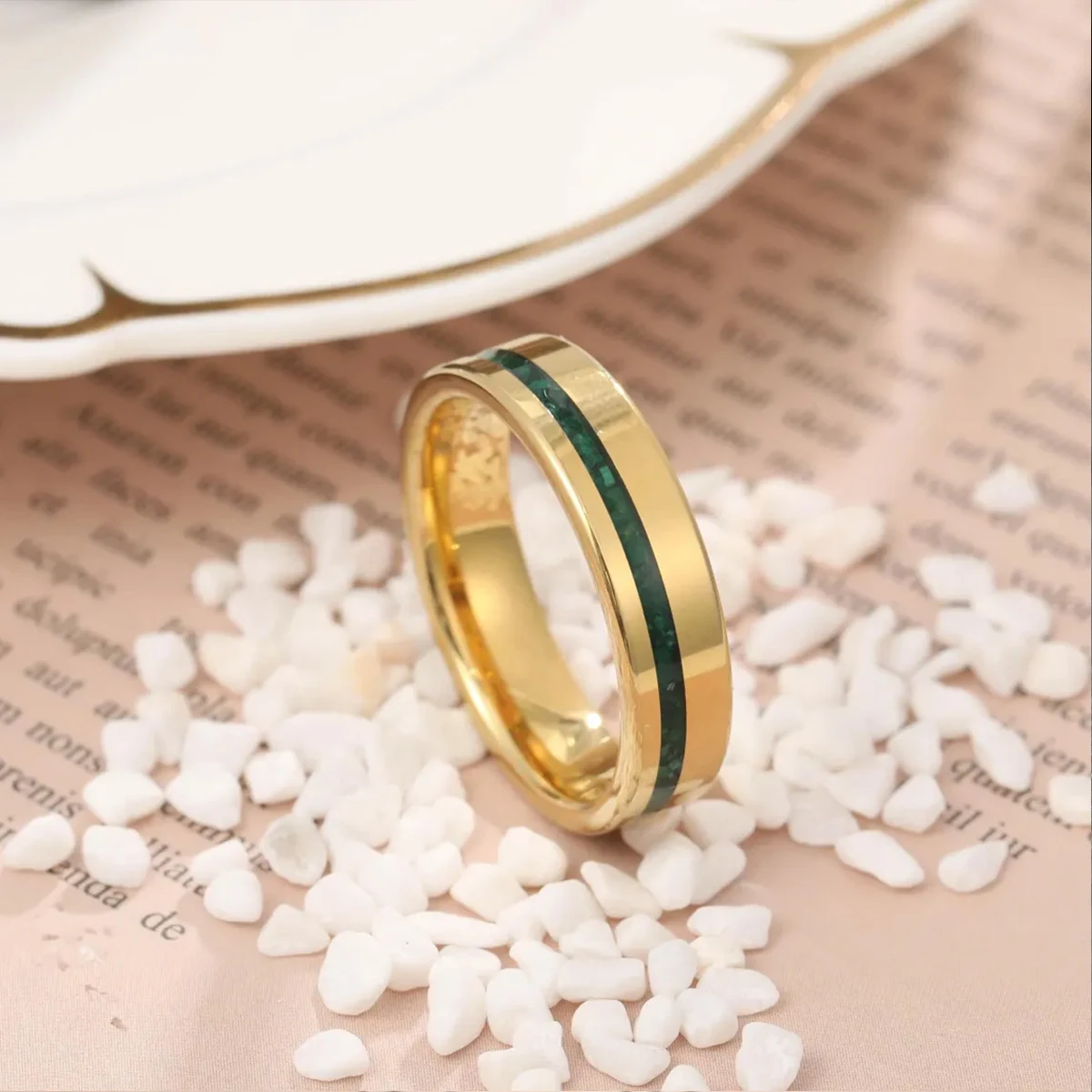 Tungsten Carbide Wedding Ring Malachite - Image 4