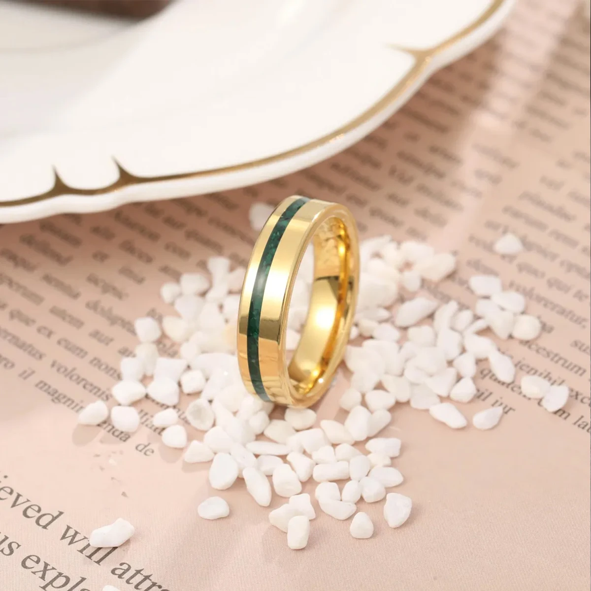 Tungsten Carbide Wedding Ring Malachite - Image 5