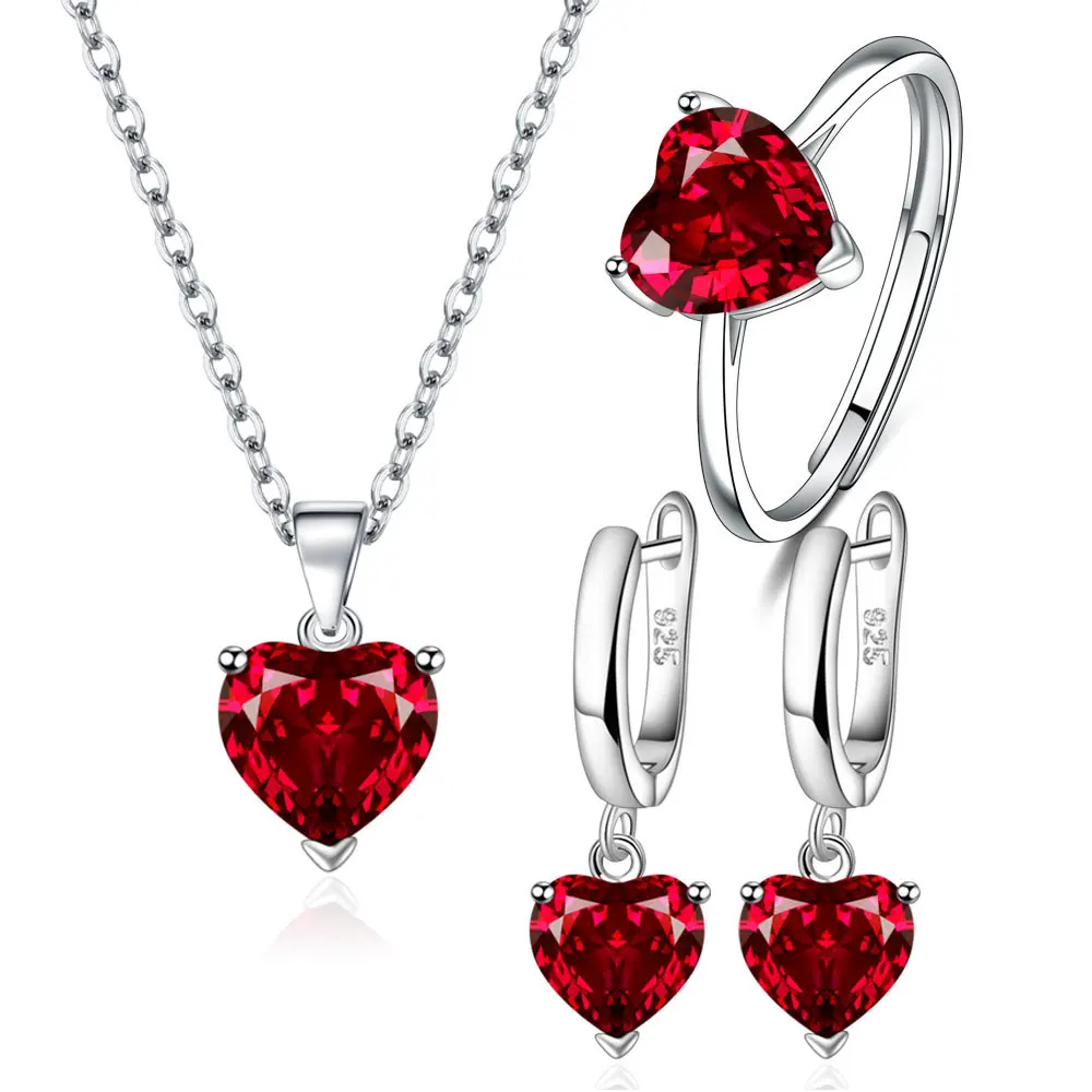 925 Silver Heart Zircon Bridal Jewelry Set for Women - Image 2