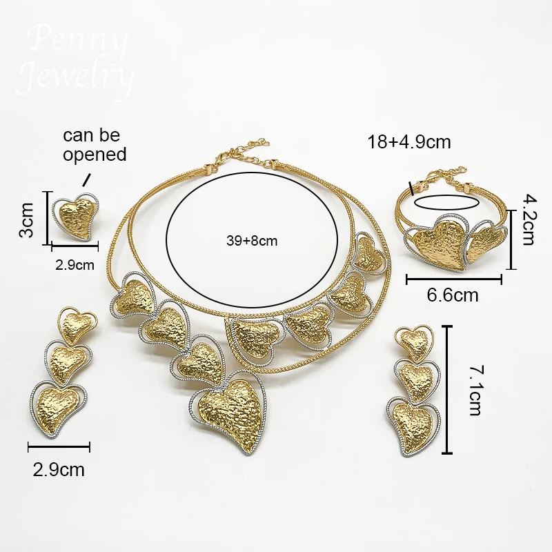 Heart Choker Gold Bridal Jewelry Set - Image 3