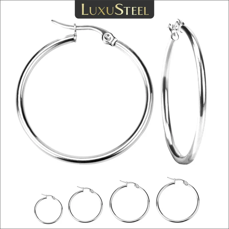 Stainless Steel Hoop Earrings Set – Small to Large Huggies