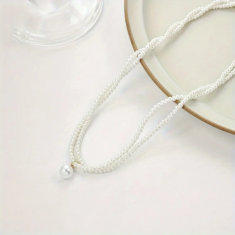 French Imitation Pearl Pendant Necklace - Image 2