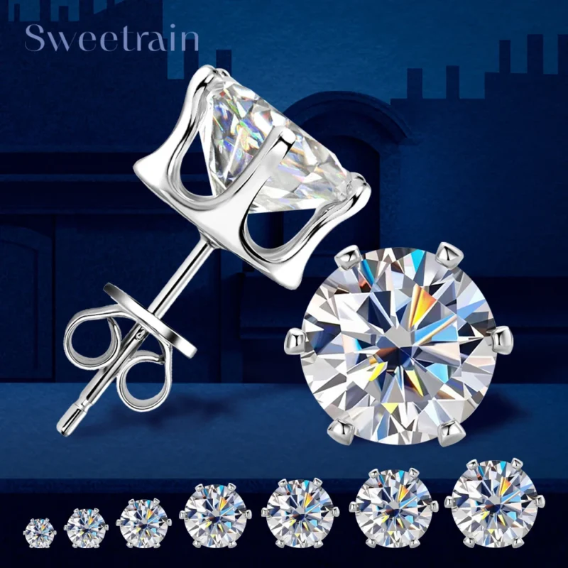 Moissanite Stud Earrings 925 Silver