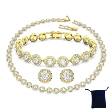 S925 Silver Round Crystal Necklace Set