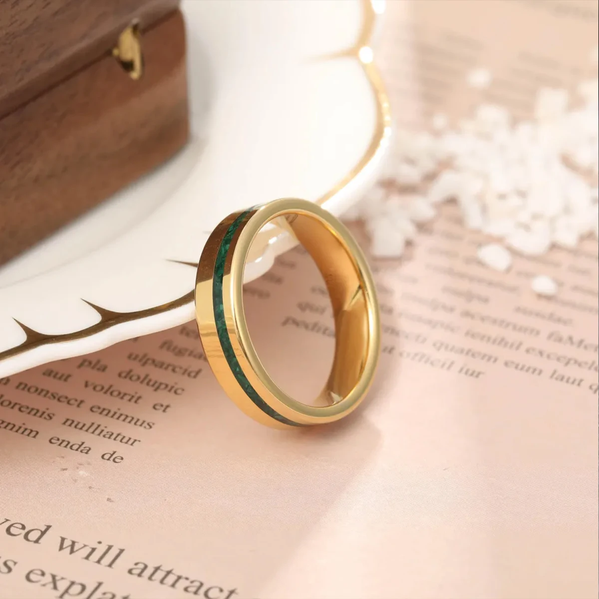 Tungsten Carbide Wedding Ring Malachite - Image 2