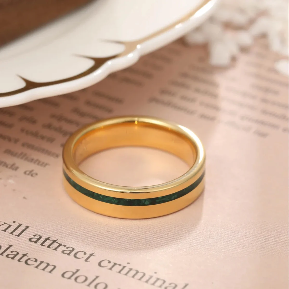 Tungsten Carbide Wedding Ring Malachite - Image 3