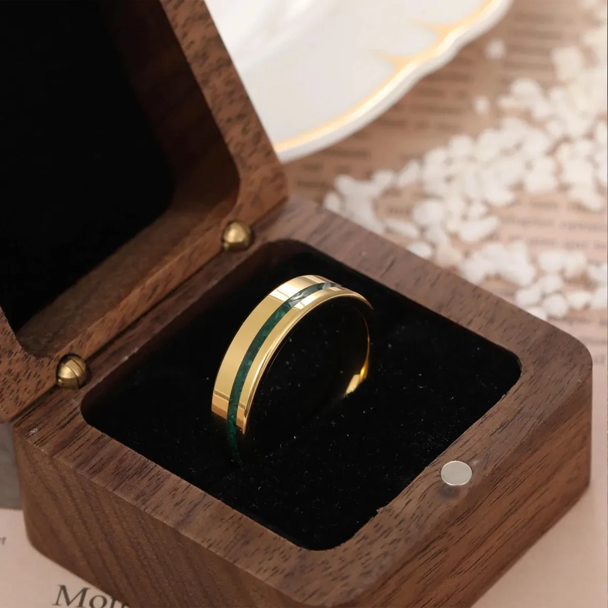 Tungsten Carbide Wedding Ring Malachite - Image 6
