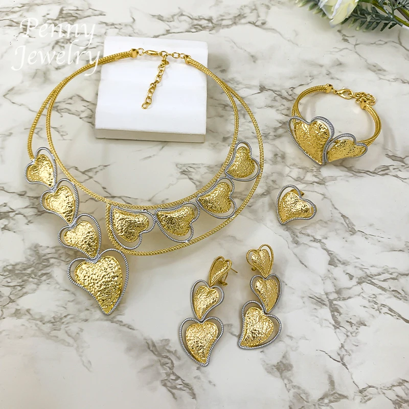 Heart Choker Gold Bridal Jewelry Set - Image 2