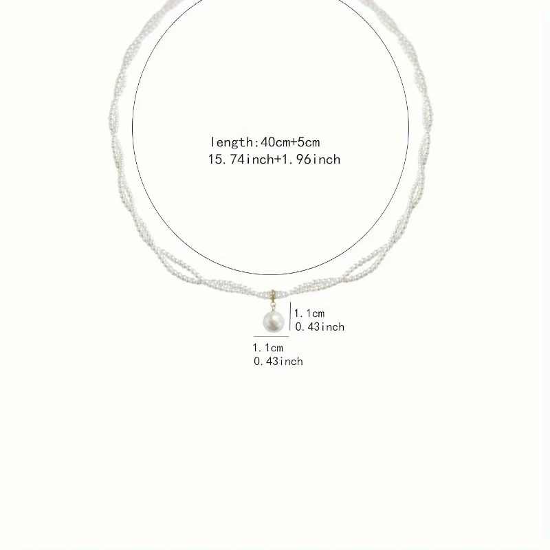 French Imitation Pearl Pendant Necklace - Image 3