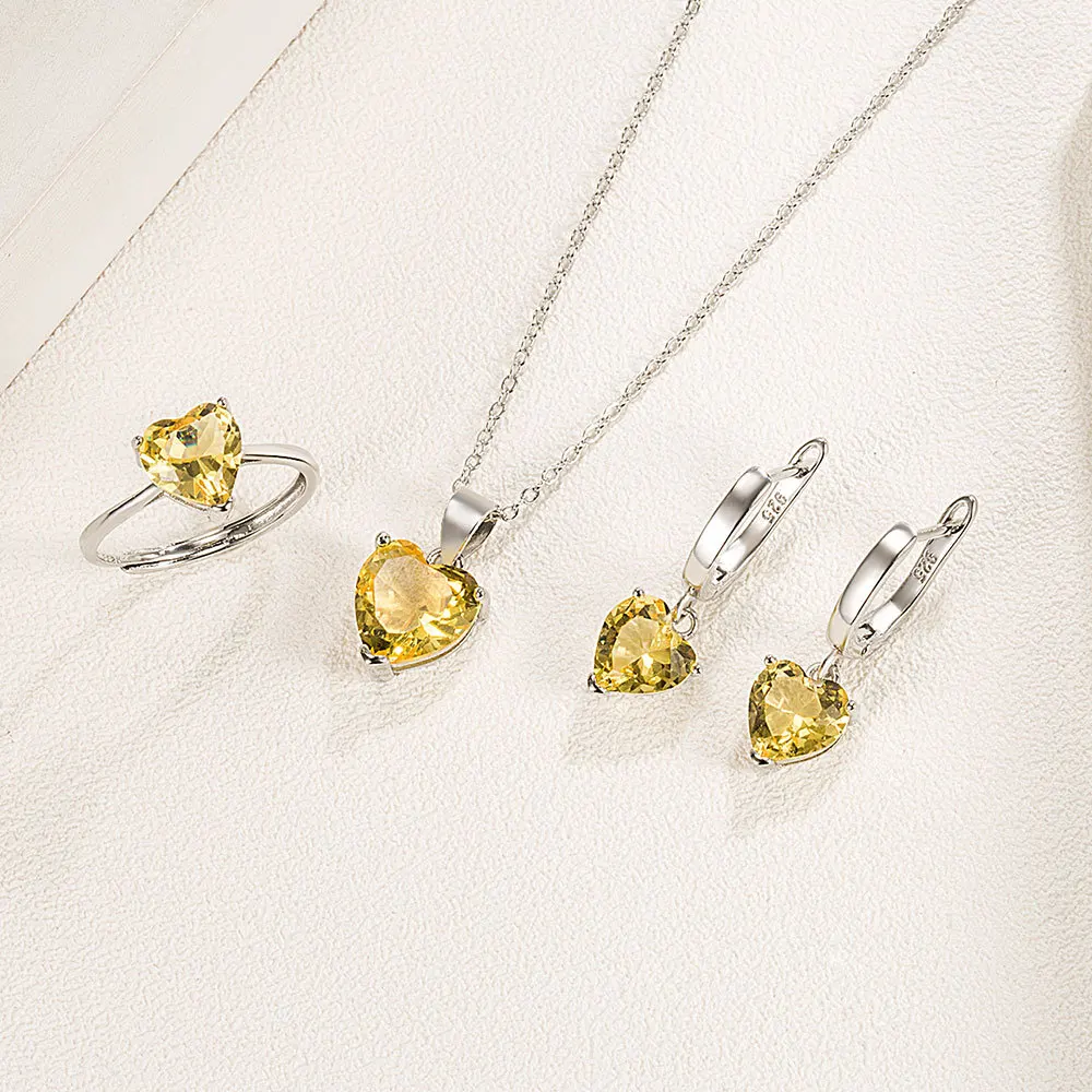 925 Silver Heart Zircon Bridal Jewelry Set for Women - Image 5