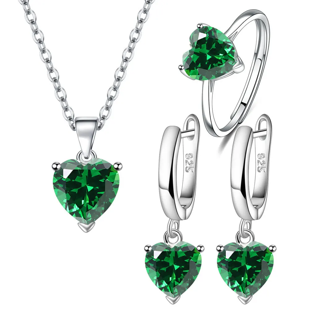 925 Silver Heart Zircon Bridal Jewelry Set for Women - Image 3
