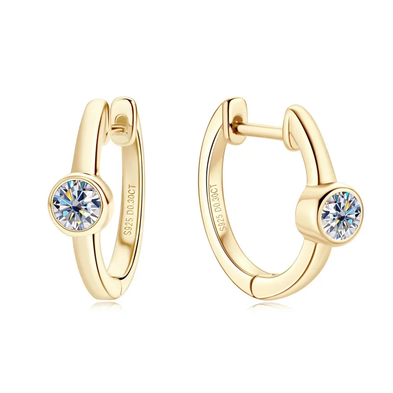 18K Gold Moissanite Hoop Earrings