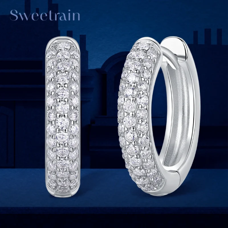 18K Gold Plated Moissanite Huggie Earrings