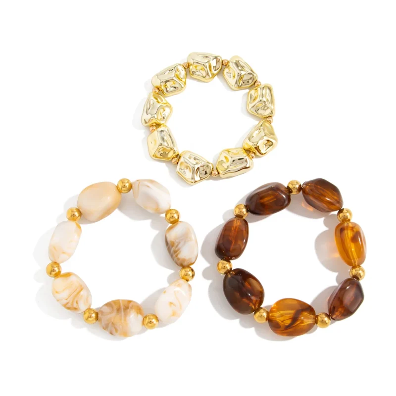 Vintage Resin Beaded Bracelet Set – Stackable Bangles