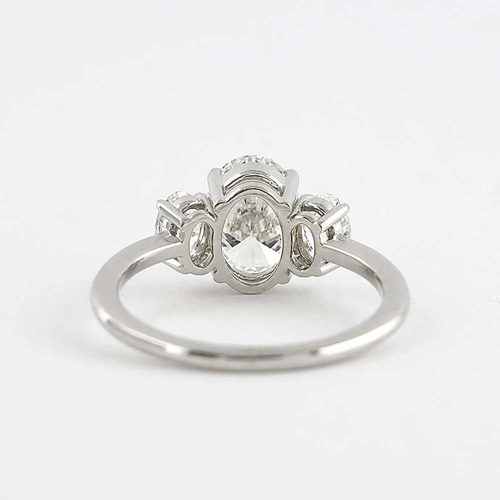 3CT Moissanite Engagement Ring – 925 Silver Oval Cut Certified - Image 3