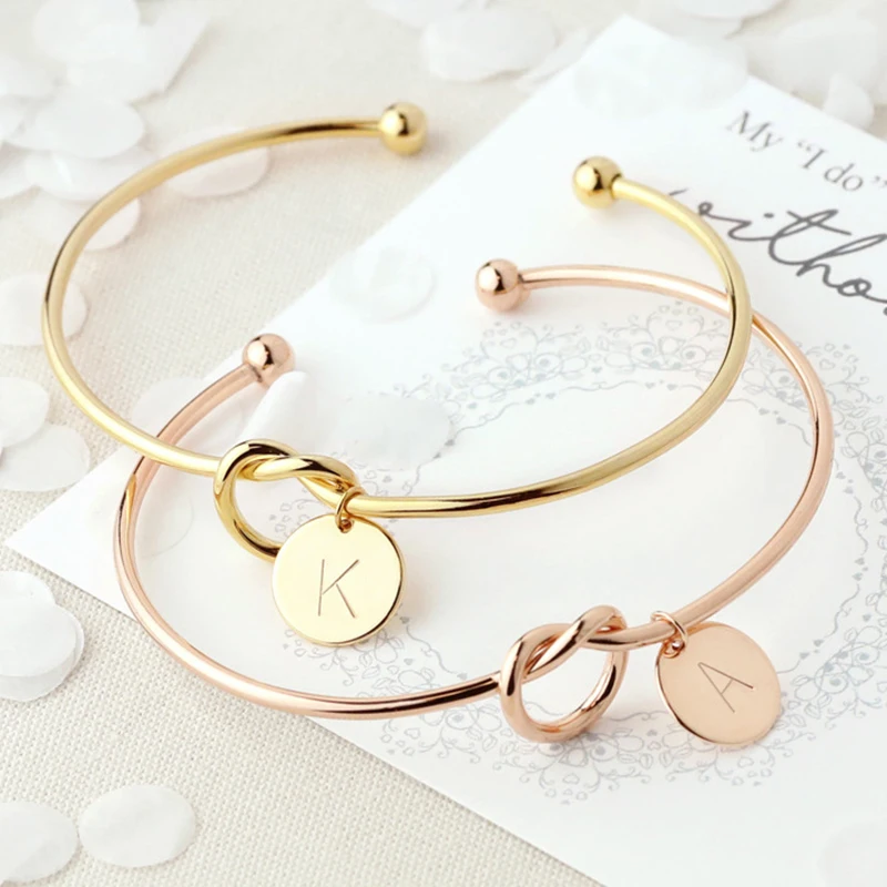 Initial Letter Cuff Bracelet Stainless Steel