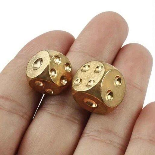 Close-up of metal dice texture