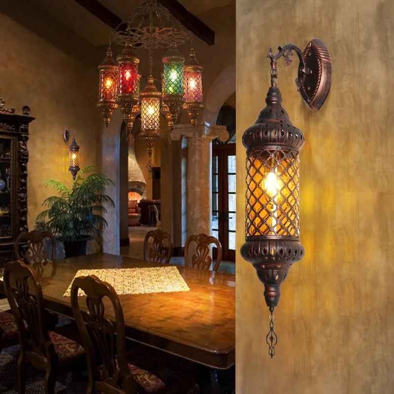 Handcrafted Moroccan Arabesque Glass & Iron Wall Lamp |300+