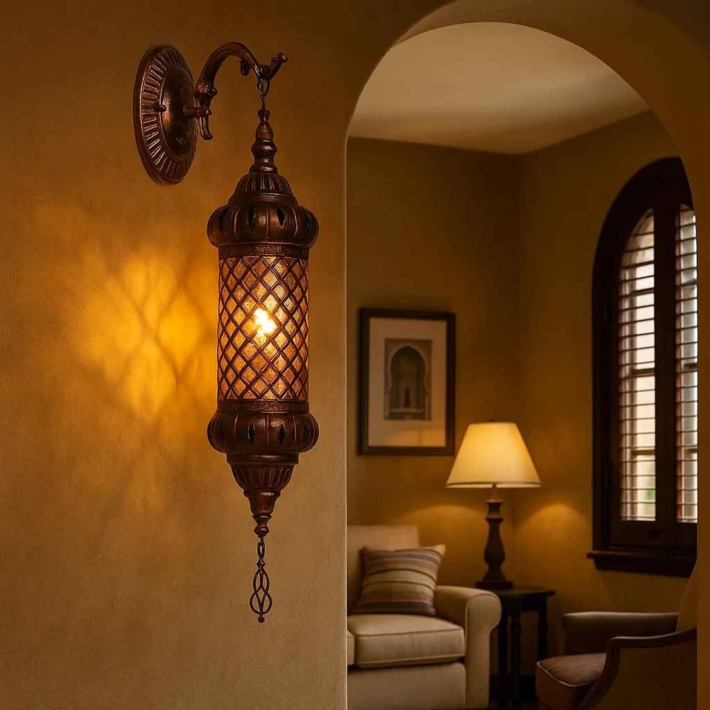 Transforms Walls: Moroccan Shadow Lamp - Hand-Forged Arabesque Shadow Wall Lamp - Artisan-Crafted Decor Hand-Forged Moroccan Lamp - Artful Shadow Patterns 5 Transforms Walls: Moroccan Shadow Lamp - Hand-Forged Arabesque Shadow Wall Lamp - Artisan-Crafted Decor Hand-Forged Moroccan Lamp - Artful Shadow Patterns - Image 5