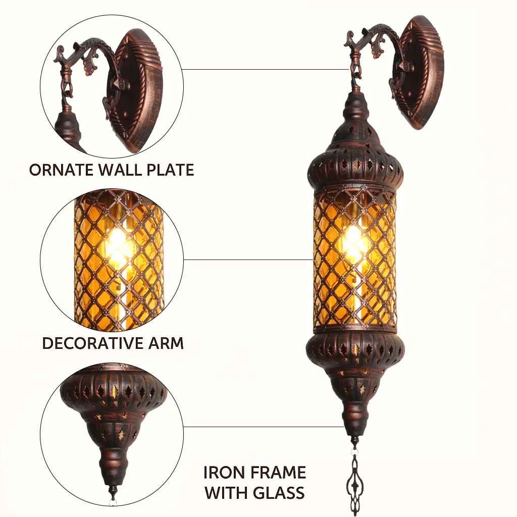 Transforms Walls: Moroccan Shadow Lamp - Hand-Forged Arabesque Shadow Wall Lamp - Artisan-Crafted Decor Hand-Forged Moroccan Lamp - Artful Shadow Patterns 3 Transforms Walls: Moroccan Shadow Lamp - Hand-Forged Arabesque Shadow Wall Lamp - Artisan-Crafted Decor Hand-Forged Moroccan Lamp - Artful Shadow Patterns - Image 3